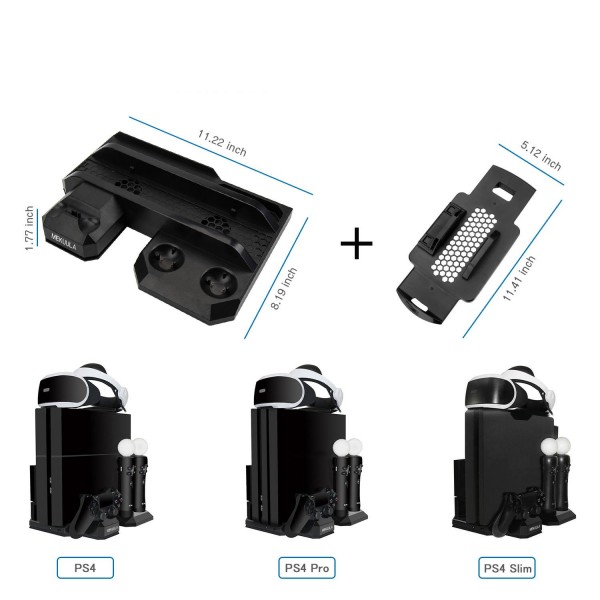 MEKUULA PS4 / PS4 Slim / PS4 Pro Vertical Stand Storage Dual Cooling Fan Cooler