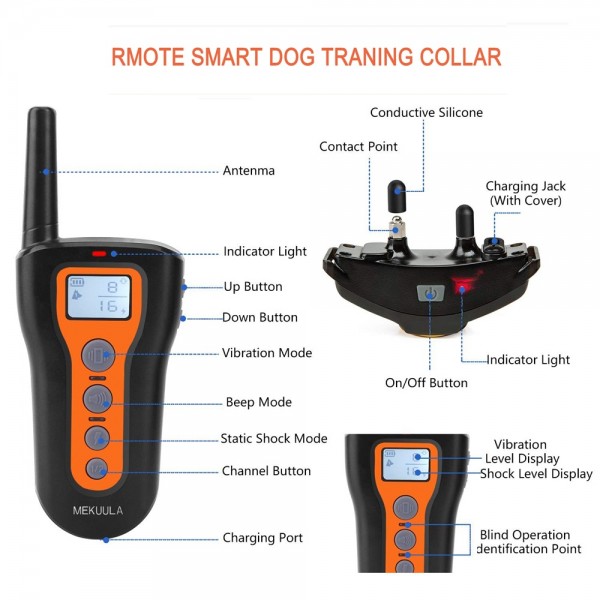 MEKUULA Dog Training Shock Collar with Remote for Small Medium Large Dogs