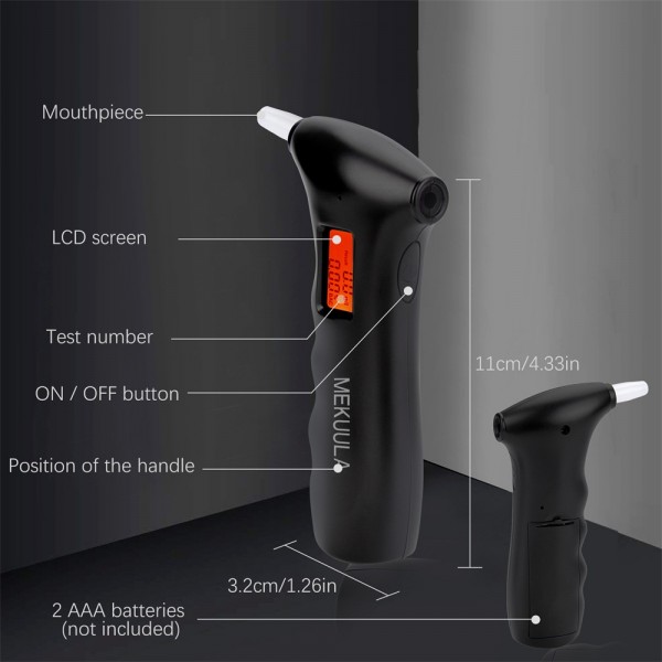 MEKUULA Electronic Alcohol Tester, Digital Alcohol Tester, Breathalyzer Portable Alcohol Tester with LCD Screen + 5 Tips