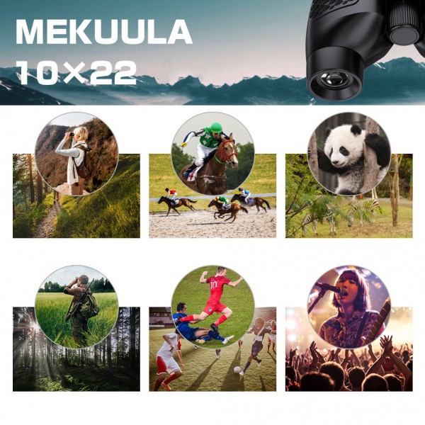 MEKUULA 10x22 Binoculars Compact Portable Binoculars with Weak Light Night Vision Waterproof for Bird Watching Outdoor Sports Games Concerts